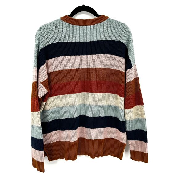 MADEWELL Rainbow Stripe Thompson Pocket Knit Crew Neck Pullover Sweater Large - Picture 5 of 9